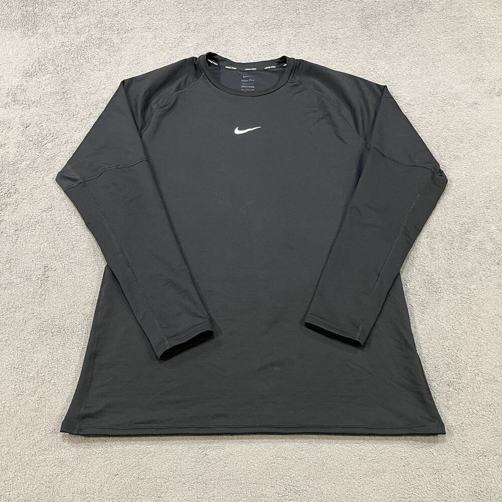 Nike Pro Dri-FIT Black Performance Compression Long Sleeve Shirt Men's Size XXL